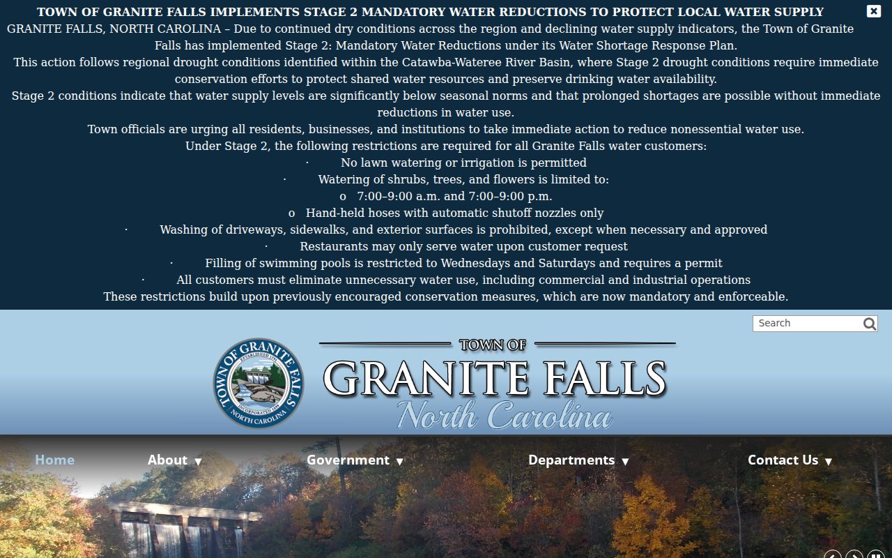 Granite Falls official town building for local criminal record requests